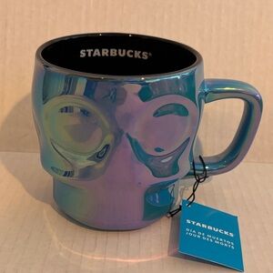 Starbucks Halloween 2025 Iridescent Blue Skull Ceramic Mug Dia De Muertos NEW